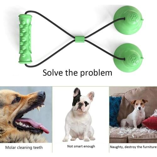 Dog Molar Bite Toy Multifunction Pet Chew Toys Double Suction Cups Dog Pull Stick for Dogs Cleaning Tooth Toy