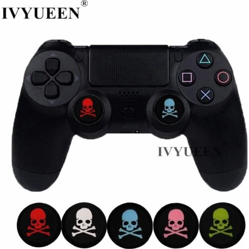 IVYUEEN 4 pcs for Dualshock 4 PS4 Pro Slim Controller Skulls Rubber Silicone Analog Thumb Stick Grips Caps For PS3 For Xbox 360