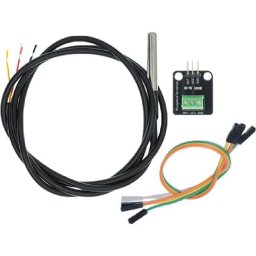 DS18B20 Temperature Sensor Module Kit Waterproof 100CM Digital Sensor Cable Stainless Steel Probe Terminal Adapter For Arduino