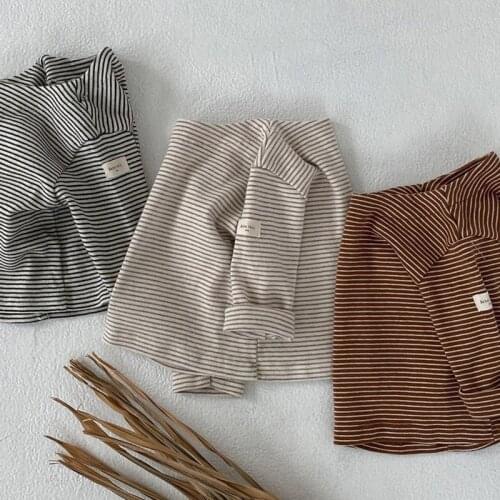 Korea childrens wear spring and autumn childrens baby baby cotton stripe wild long sleeve wild T-shirt