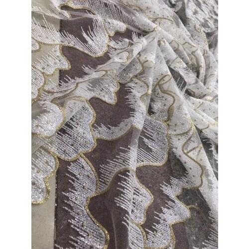 Beautiful embroidered net lace fabric z-han10296 with glitter African tulle lace for lady dress good quality