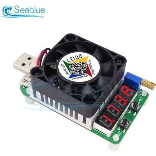 LD25 LD35 4A 5A 25W 35W USB Electronic Load Resistor Discharge Battery Tester LED Display Fan Adjustable Current Voltage
