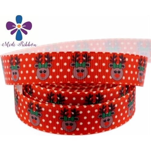 NEW STOCK 5/8" 16mm merry christmas reindeer red print ribbon 10 yards/lot webbing diy sewing accessories supplies gift wrapping