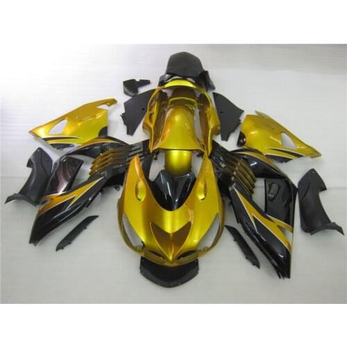 Injection mold 100% fit for Kawasaki ZX-14R 2006 2007 2008-2010 2011 golden black Fairing kit ZX14R 06-11 fairings set FT2