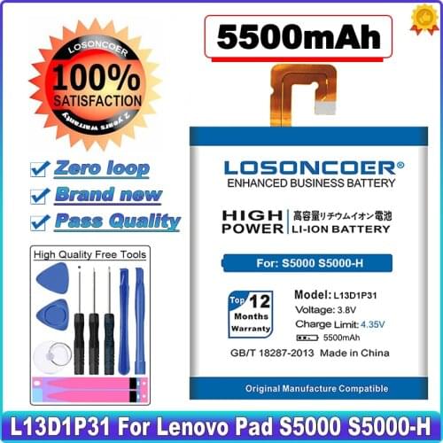 LOSONCOER L13D1P31 5500mAh Battery For Lenovo Pad A3500 S5000 S5000-H tab3 7 TB3 710i 710F tab 2 A7 A7-30 A7-10F A7-20F