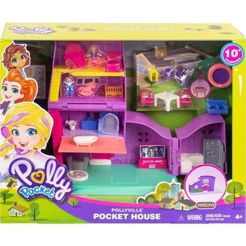 Genuine Polly Pockets Dolls Mini Toy Scene Polly Arcade City Restaurant Accessories Girls Party House Dolls Toys for Kids Gift