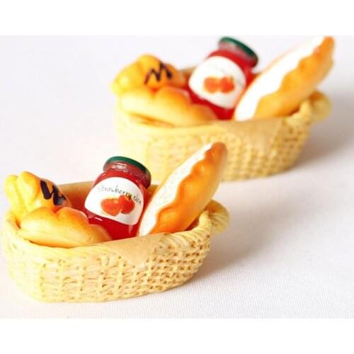 Miniature Food Toy Mini Jam Bread Basket Set Dollhouse Decoration Accessory Decorative Ornaments For Mini Kitchen Scences