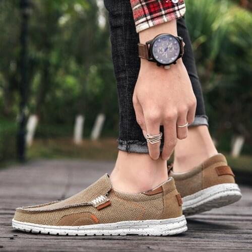 2021 Mens Canvas Shoes Man Business Casual Shoes Comfortable Lace Up Loafers Shoes Men Male Driving Shoes Big Size Mens Shoes