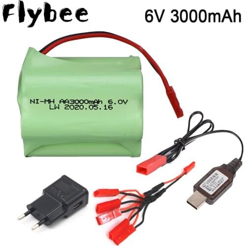 6v 3000mAh Battery Charger Set For RC Cars RC Truck RC Robots RC Tanks Gun rc Boats AA 2400mah 6v NiMH Rechargeable Battery Pack