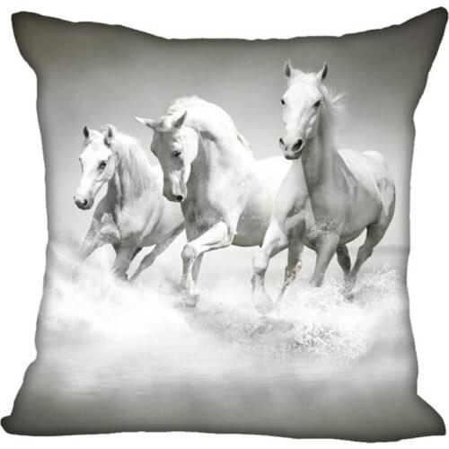 Custom Pillowcase Running Horse Animals Zipper Pillow Cover 35X35,45X45,60X60cm(Two Sides) Print Your Pictures Pillow Cases