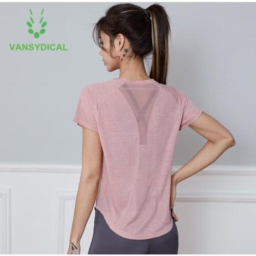 New Gym Yoga Shirts Tops Women Mesh Back Sports Workout T-shirts Loose Summer Fitness Training Running Short Sleeve Sportswear