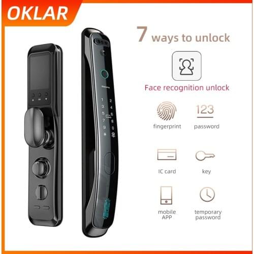 OKLAR Face Recognition Intelligent Fingerprint Door Lock Smart Biometric Electronic Lock Password Key IC Card Mobile App Unlock