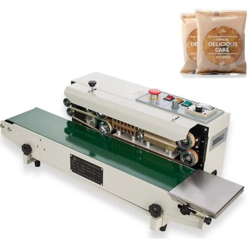 OLOEY FR900 Plastic Film Food Sealing Machine+Vertical Sealing+date printing+seal belt 220V
