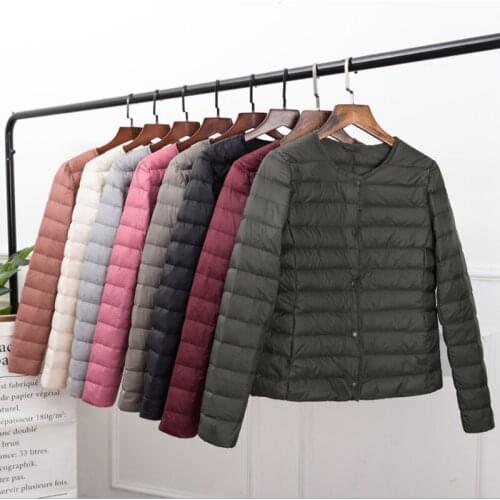 Autumn Winter Slim Short Ultra Light Down Vest women light oversize lady down clothes round neck inner tank pure color coats