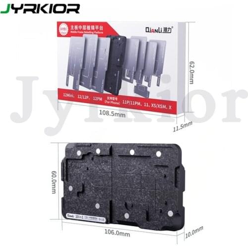 QIANLI 10 IN 1 Magnetic 3D BGA Tin Planting Platform For iPhone X-12 Pro MAX Motherboard Middle Frame Reballing Stencil Template