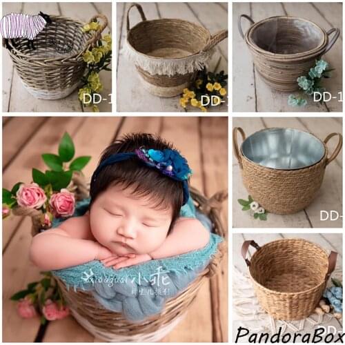 Newborn Photography Session Prop Basket Baby Photo Shoot Studio Posing Rattan Basket fotoshooting Accessories Photo Product Tool