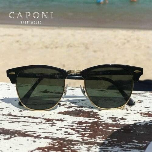 CAPONI Polarized Festival Sunglasses Men Handmade TR90 Metal Eyewear Male Luxury Brand Retro Sun Shades For Women UV400 CP3101