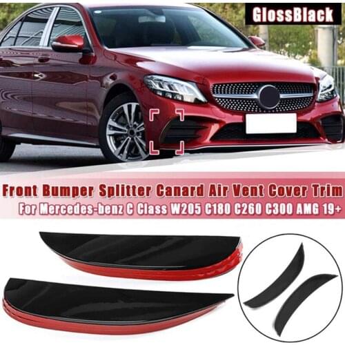 Pair Front Bumper Fog Light Splitter Canard Air Cover Trim for Mercedes-Benz C Class W205 C180 C260 C300 AMG 2019+ Black