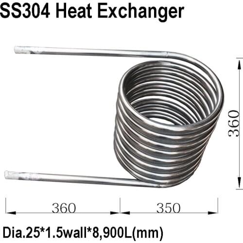 SS304 Stainless Steel Coil Heat Exchanger Hot Water Coil for DIY Dutch Tub, Wood Fried Hot Tub Heater Coils