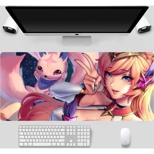 Star Guardian Ahri Splash Art Unique Desktop Pad Game Mousepad X XL XXL Non slip Cushion Thickness 2mm LockEdge equal LE