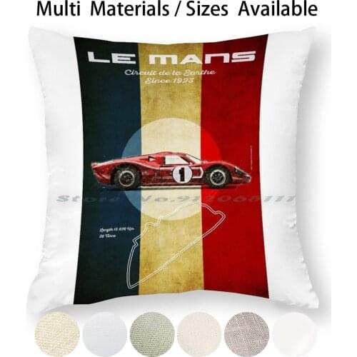 Circuit De La Sarthe Vintage Gt40 Pillow Case Throw Pillow Cover Cotton Linen Flax Hill Climb Race Track Racetrack Raceway