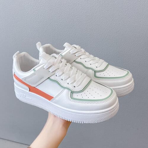 Brand Women Sneakers Casual White Shoes Tenis Feminino PU Leather Board Vulcanized Shoes Comfort Platform Flats Female Trainers