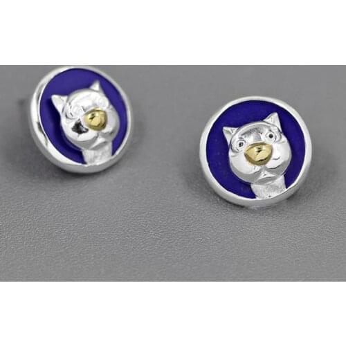 Volta Van 925 Sterling Silver Stud Earrings Lapis 2021 New Fine Jewelry Elegant Cute Cat Original Design Fashion Concise Earring