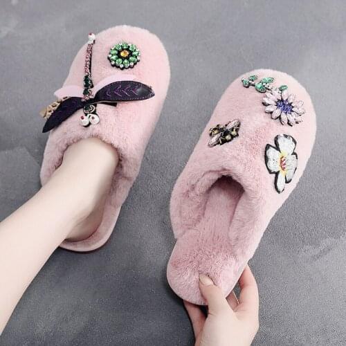Winter couple cotton slippers ladies home thick bottom indoor simple Korean bedroom home non-slip women wool cotton slippers