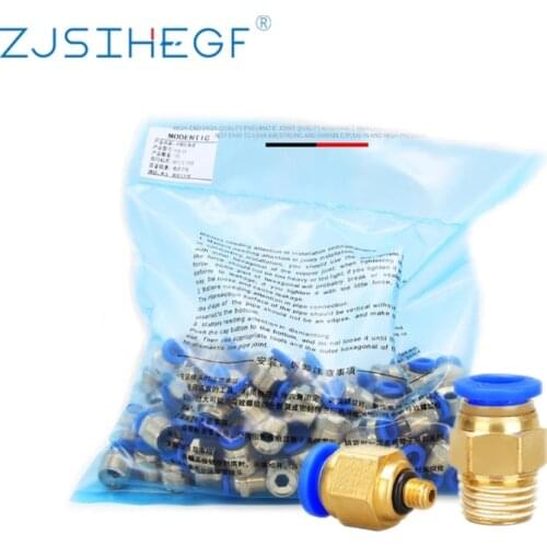 50PCS/a Lot PC Pneumatic Fitting Air Connector Quick PC4-M5/4-01/6-01/6-02 1/8" 1/4" 3/8" 1/2" Male Thread