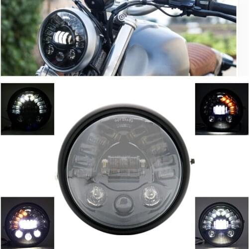 7" Motorcycle Headlamp With DRL turn signal Led Headlight 7 Inch Housing Bucket Trim Ring For Dyna Iron 883 Honda Yamaha KAWASAK