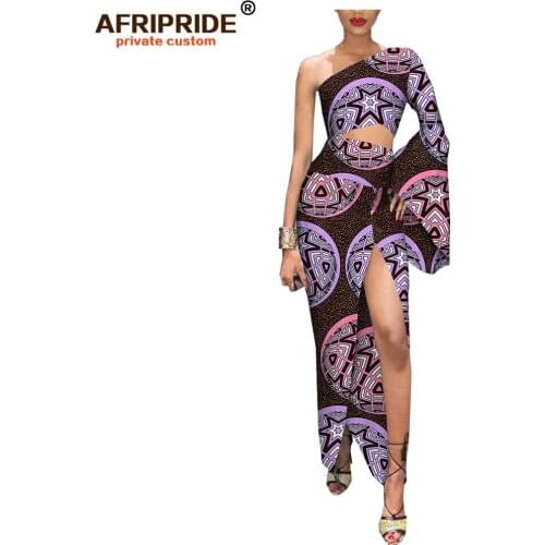 African clothing for women dashiki tops+print skrit 2 piece set ankara wax attire sexy party floral pattern AFRIPRIDE A1926012