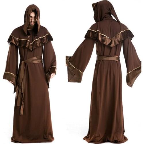 Free shipping Monk Friar Tuck Medival Halloween Party Mens Fancy Dress Plus/One Size Costume