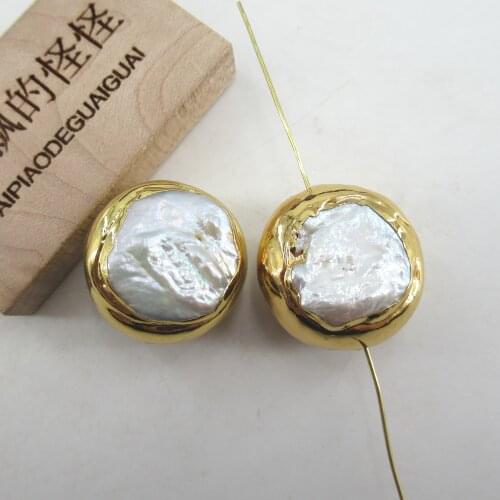 APDGG Wholesale 5PCS Freshwater Cultured White Coin Pearl beads findings women jewelry design loose beads for necklace or bracel