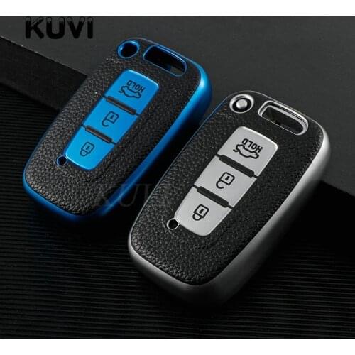 Leather TPU Car Key Cover Case For Hyundai Solaris HB20 Veloster SR IX35 Accent Elantra i30 KIA RIO K2 K3 Sportage Accessories