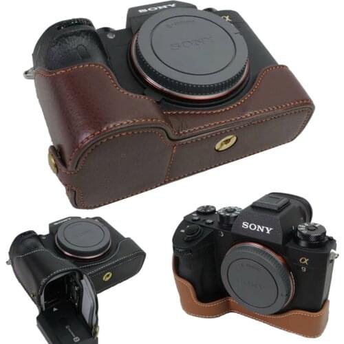 Genuine Real Leather Camera Bottom Case Half Body Set Cover For Sony A7III A7R3 A7RIII A7R Mark 3 A7RM3 A9 With Battery Opening