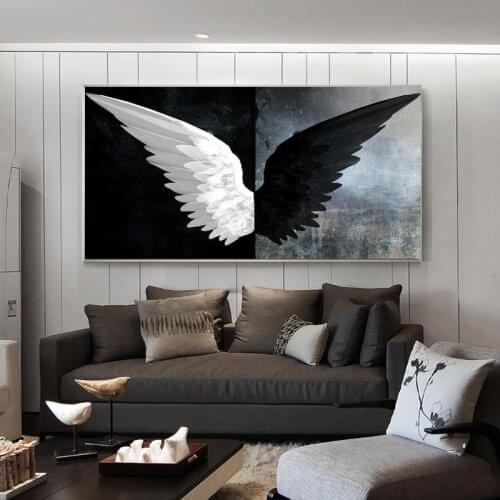 Black and White Angel Wing Canvas Art Poster and Modern Print Wing Art Painting Wall Living Room Home Decoration Painting Poster