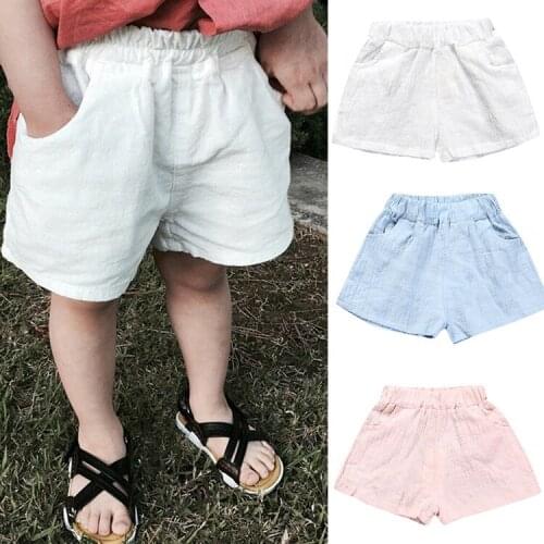 Childrens Pants 2021 New Summer Cotton Linen Kids Casual Shorts Boys and Girls Beach Pants Baby Hot Pants Toddler Girls Bottoms