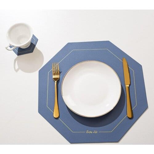 European-style western food mats leather diagonal table mats coasters custom anti-slip insulation mats custom coasters