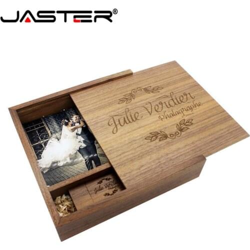 JASTER Custom logo Wood Photo Album Box Gift Package Box USB Wooden Box Size 170*170*35mm usb 2.0 4GB 8GB 16GB 32GB flash drive