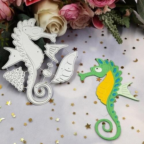 Hippocampus Embossing DIY Stencil Carbon Steel Mould, Album Paper Card Making Printing Mould for Scrapbooking