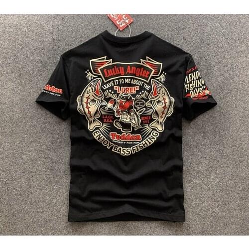 Japanese Hip Hop T Shirt Mens Devil Fishing Print Motorcycle Biker T-Shirts 100% Cotton Short-Sleeved Loose Tops Tee Shirt
