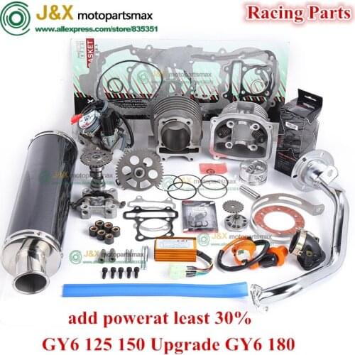 GY6 125 150 uprade GY6 180cc 4 STROKE bore 58.5MM CYLINDER KIT Racing A14 Camshaft carburetor CDI COIL Exhaust