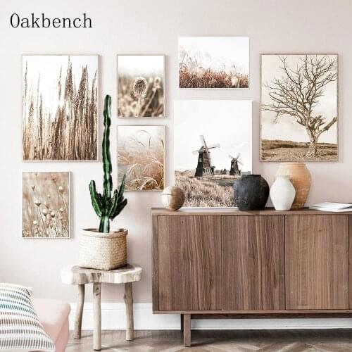 Natural Scenery Art Paintings Plant Reed Canvas Posters Tree Art Print Nordic Modern Wall Pictures For Living Room Decoration