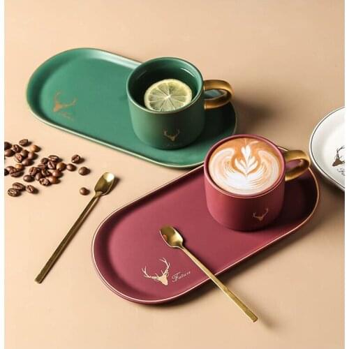 Coffee mug with cookie tray snack tray