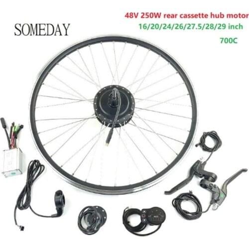 SOMEDAY Electric Bicycle conversion kit with LED900S display 16-28 inch 700C 48V250W EBIKE Rear Cassette hub Motor Wheel
