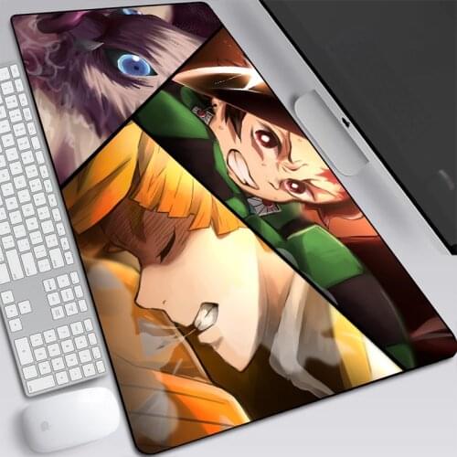 Demon Slayer Pad Mouse Computer Gamer Mouse Pad 900x400x2mm Padmouse Agatsuma Zenitsu Mousepad Ergonomic Gadget Office Desk Mats