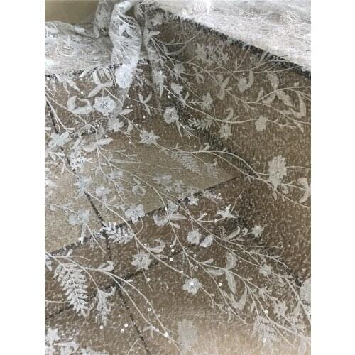 Best Quality SYJ-628884 Lace Fabric Beaded and sequins Fabric Nigeria Net Lace for Wedding African French Tulle Lace Fabric