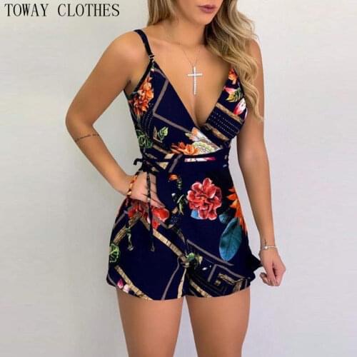 Summer Women Elegant Casual Plasyuit Female Leisure Vacation Short Jumpsuit Cutout Buttoned Ruffles Design Romper