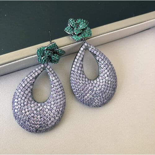 Fashion simple red cz drop earring for women