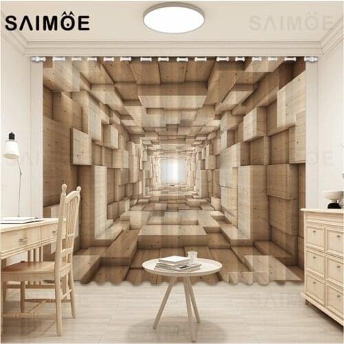 Marble Curtain 3D Geometry Brick Wall Living Room Curtains Modern Urban Stone Bedroom Kitchen Curtain Home Ultra Micro Shading